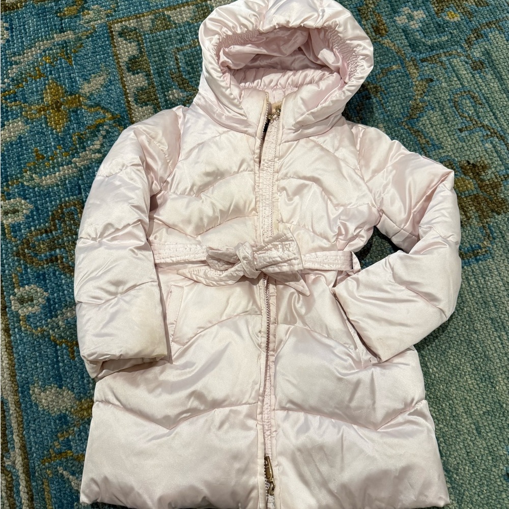 Monnalisa Pink Puffer Coat with Hood and Belt